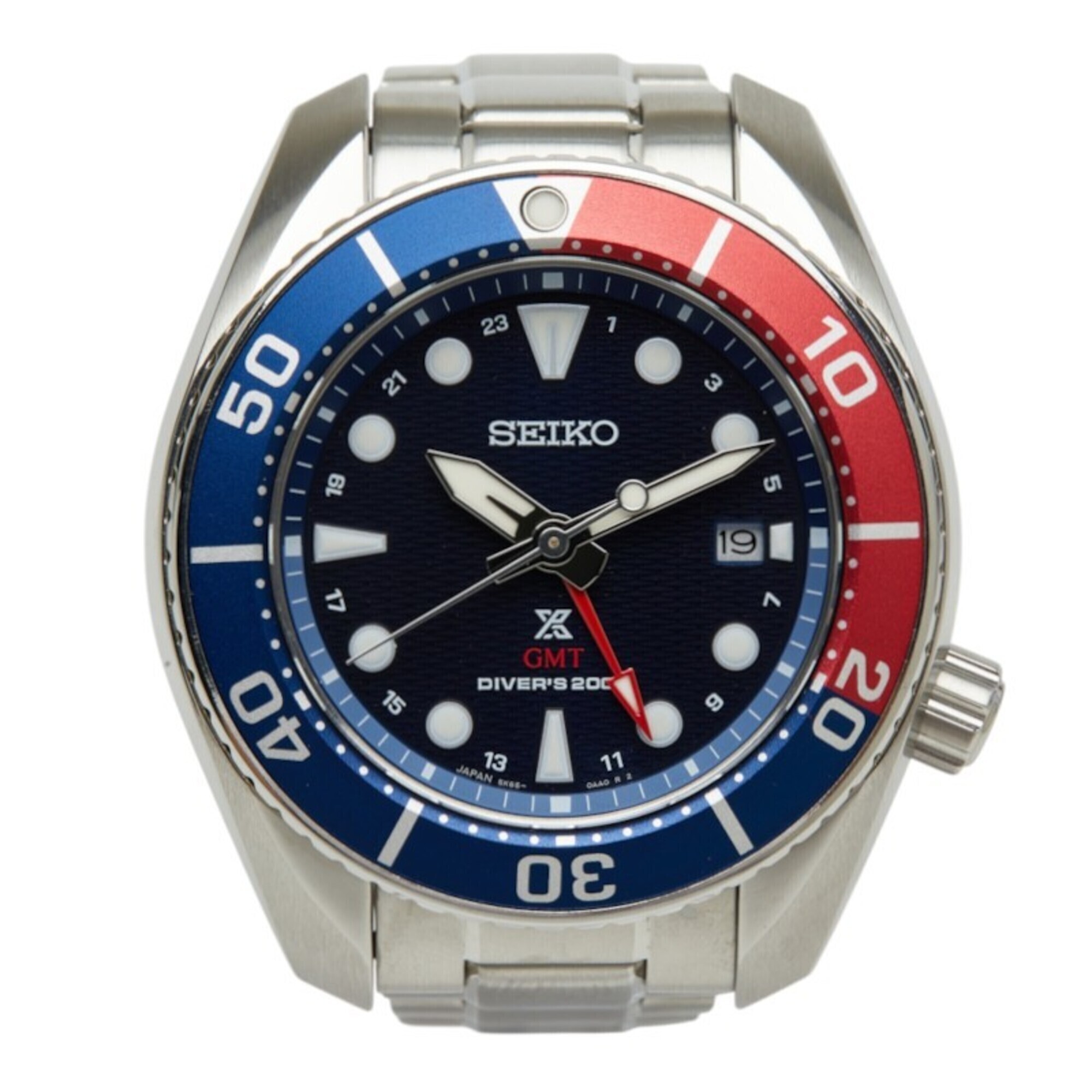 Seiko Prospex Gmt Watch 5k650aa0 Solar Black Dial Stainless Steel Mens Seiko